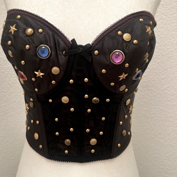 Rare Jewel Encrusted Gold Studded Bustier